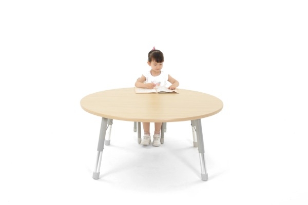 Tisch-Stuhl-Kombi Owlaf, rund, ø 120 cm, 1 Tisch + 4 Stühle, Spanplatte mit HPL-Oberfläche, Stuhlhöhe 31 cm