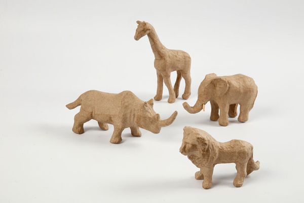 Tiere der Savanne aus Pappmaché, 32 Stück (SONDERANGEBOT)