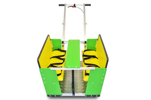 Schlitten, Schlitten für Kinder, Holz, Grün, Gelb