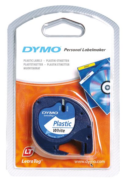 Etiketten-Rolle, Klebemarker, Tape-Maker, Plastic White, Dymo LetraTag