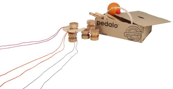 pedalo, holz, murmeln, schnur, box