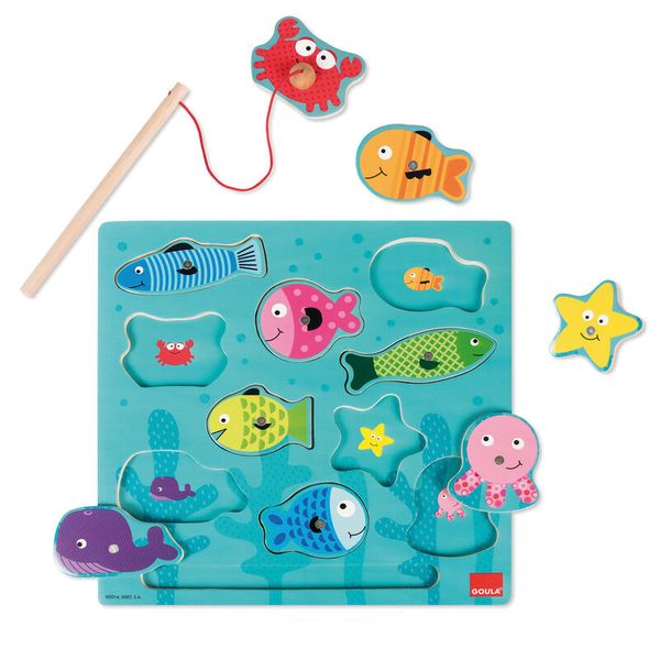 puzzle, fisch, see, holz, tintenfisch
