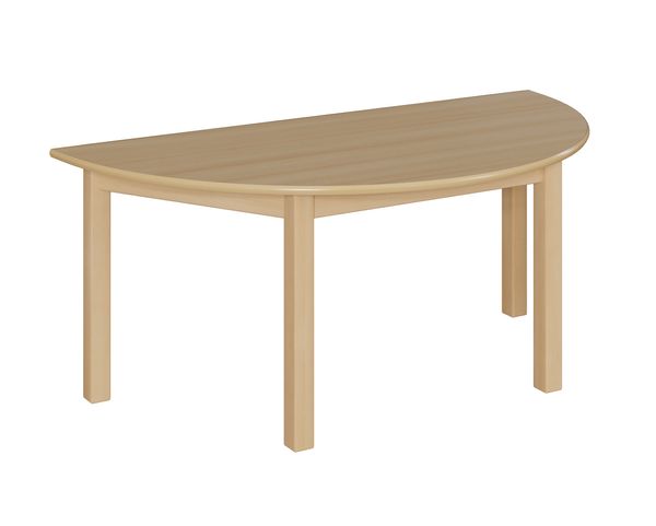 Halbrundtisch, 140x70 cm, Dekor Buche, Zarge, Tischbeine aus Holz