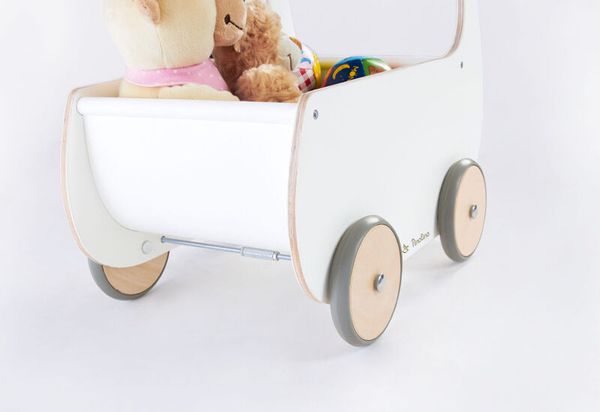 Kinderwagen, Holzwagen, Holzspielzeug, Puppenwagen, Wagenrad