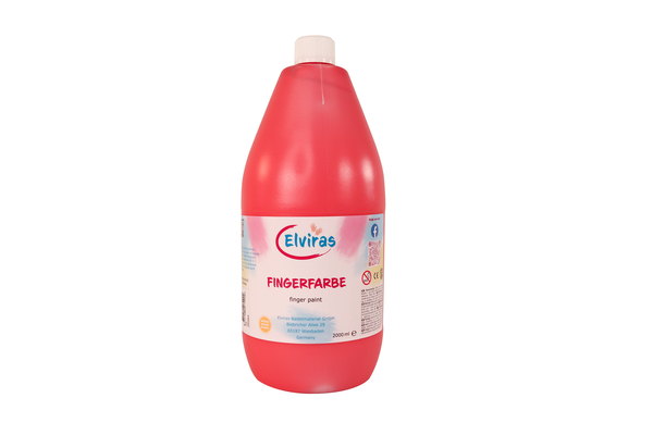 Fingerfarben, rote Flasche, Elvira, 2000 ml, Kunst für Kinder