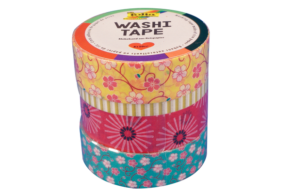 FOLIA Washi Tape, Flower Power, 4x10m, 4 Rollen FOLIA Washi Tape, Flower Power, 4x10m, 4 Rollen