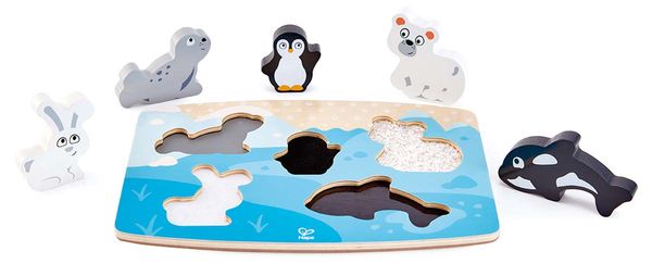 HAPE Fühlpuzzle Polartiere, 6 Teile, Holz, ab 2 Jahre