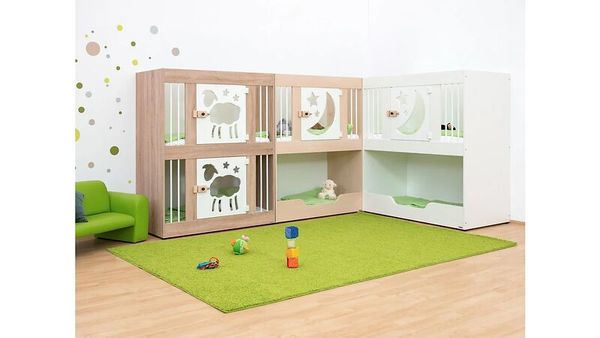 BETZOLD EduCasa Krippen-Etagenbett, Schäfchen, 1-türig, Weiß