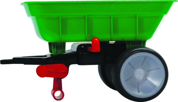 toy wagon, grüner Anhänger, Plastikrad, rote Anhängerkupplung, Sammlerfahrzeug