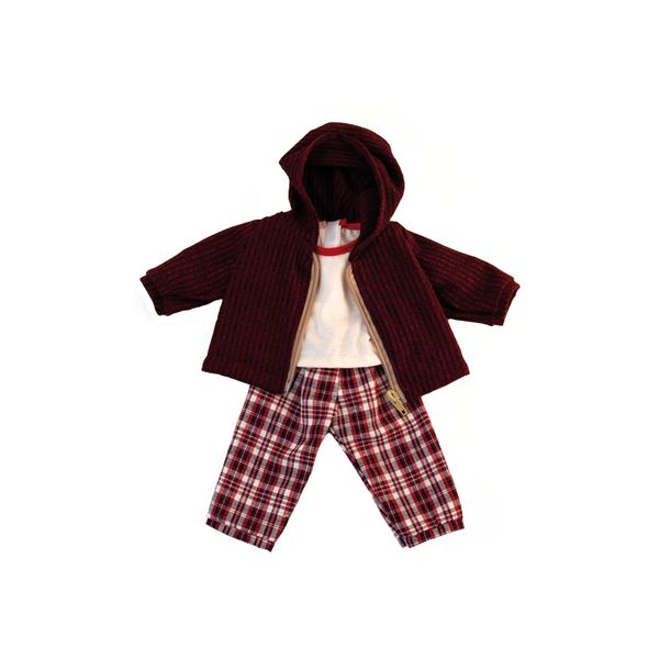 Kapuzenjacke, Cordmantel, Plaid-Hose, Kinderoutfit, Latzanzug