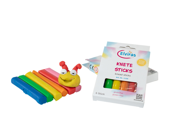 ELVIRAS Knete-Sticks, 6 Farben, 6 Sets à 6 Stück