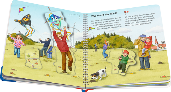 Kinderbuch, Bilderbuch, Spiralbindung, Drachensteigen, Wind
