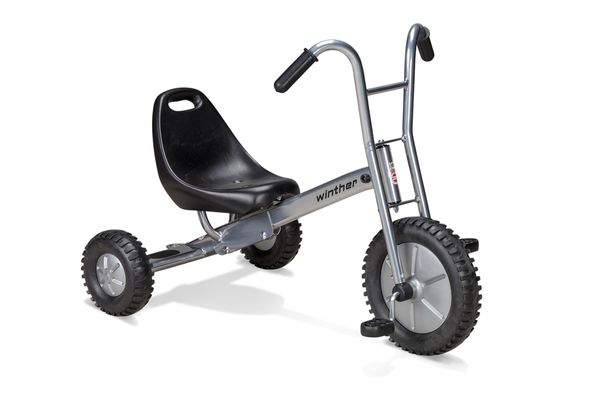 kinder-trike, dreirad, pedal-trike, große-rad, metallic-silber