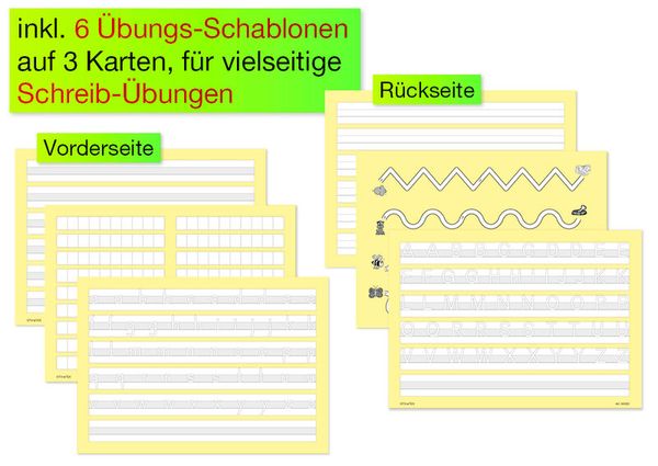 Schreibübungen, Fotoschrift, Karten, Übungsblätter, Haushaltsschule