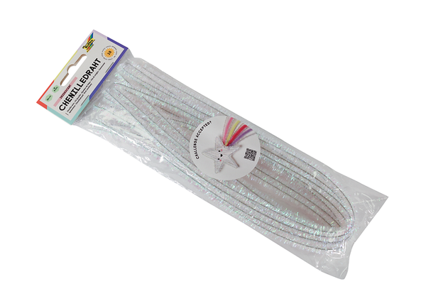 FOLIA Chenilledraht irisierend, 50 cm lang, Ø 8 mm, 10 Stück