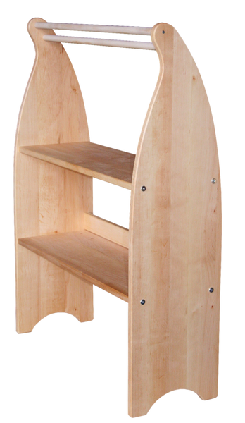 holzregal, regal, hölzerne konstruktion, zweistöckiges regal, regal mit aufbewahrung