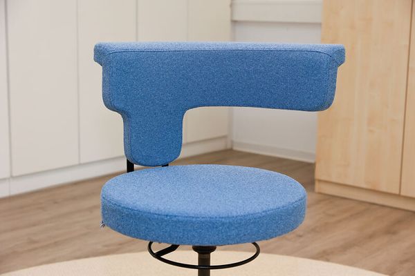 stuhl, barhocker, Sitzmöbel, blaue polsterung, rundsitze
