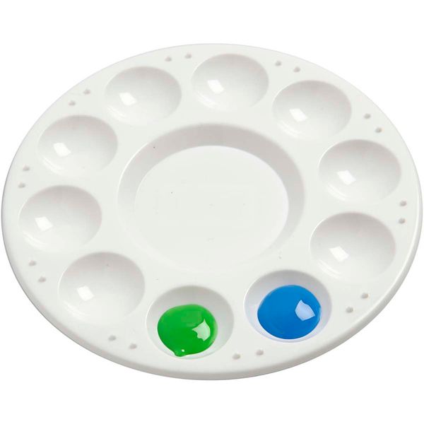 farbpalette, künstlerpalette, malpalette, farbe grün, farbbehälter