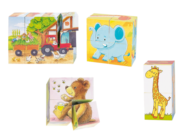 GOKI Würfelpuzzle 4er-Set, ab 3 Jahre