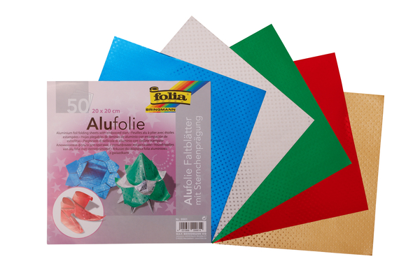 FOLIA Origami Alufolie, Sternchenprägung, 20 x 20 cm