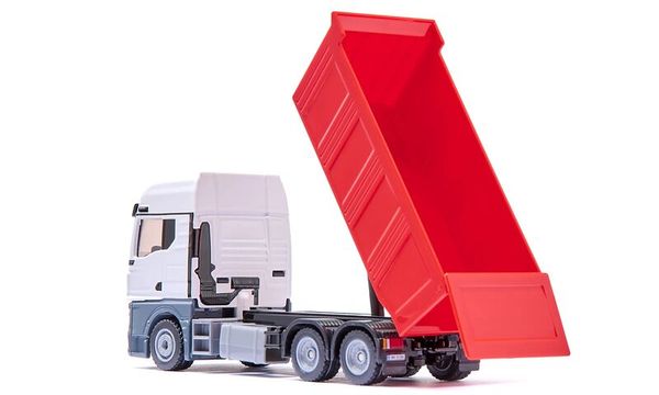 Scale model, Dump truck, Truck trailer, red container, toy vehicle