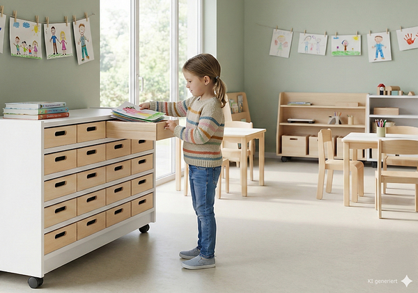 Materialschrank mit kleinen Kästen ohne Sichtfenster, Varianten wählbar