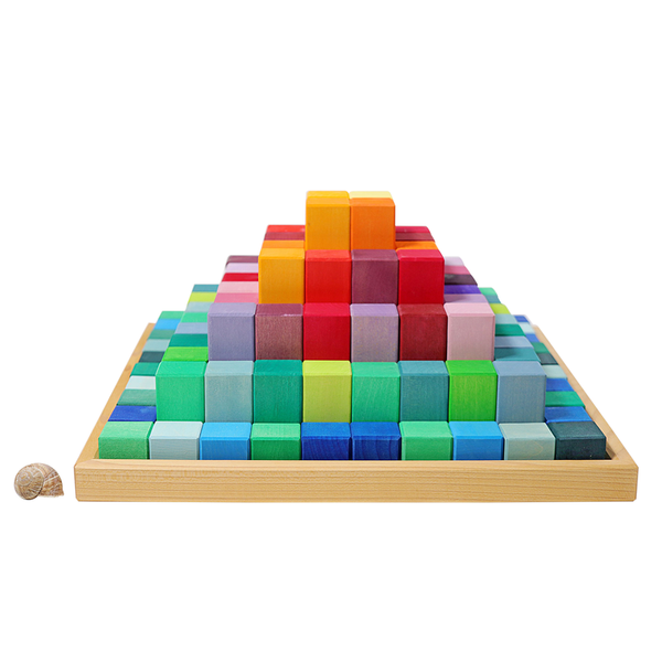 Holzbausteine, Bausteine, Kinderspielzeug, Farbige Würfel, Pyramide