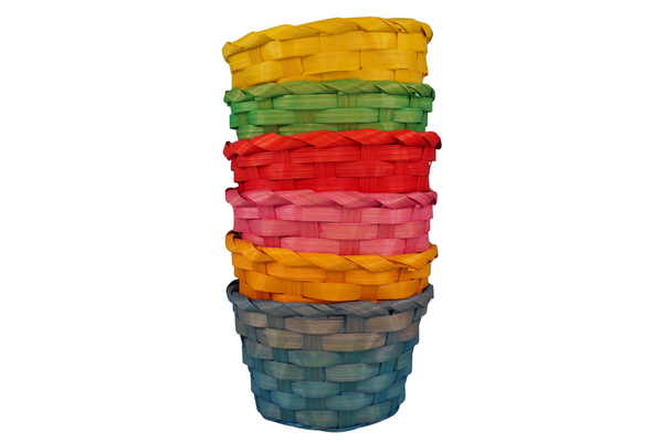 Bastkorb bunt, 6 Stück Bastkorb bunt, 6 Stück