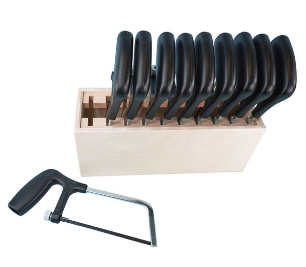 Kochmesser Set, Messerscharf, Klingenhalter, Holzblock, Allzweckmesser