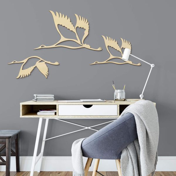 Wanddekoration - Kraniche, Pappelholz, 3 St. im Set - verschiedene Größen Wanddekoration - Kraniche, Pappelholz, 3 St. im Set - verschiedene Größen