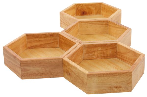 Holzbox, Aufbewahrungsbox, sechseckige Box, Holztablett, Organizer