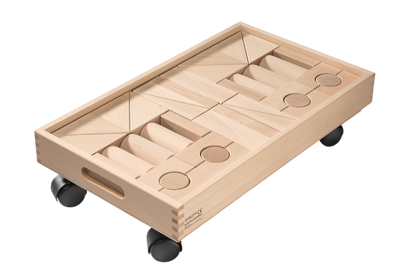 BRUDERHAUS DIAKONIE Holzbausteinwagen mit 230 Fröbelbausteinen, natur oder farbig wählbar (50 mm) BRUDERHAUS DIAKONIE Holzbausteinwagen mit 230 Fröbelbausteinen, natur oder farbig wählbar (50 mm)