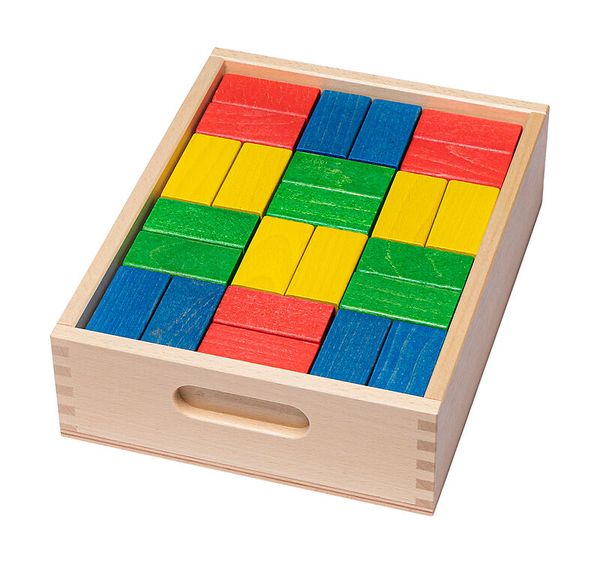 Holzbox, Sortierwürfel, Bausteine, Baukasten, Farben
