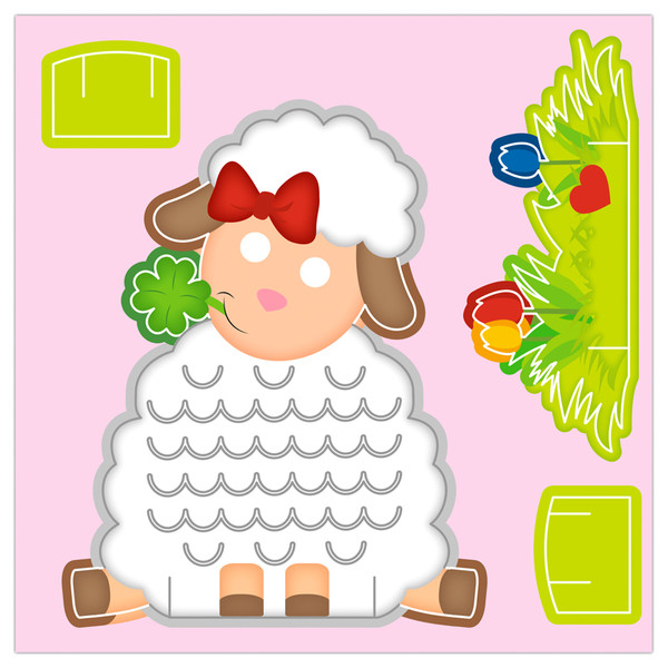 Schaf, Lamm, rosa Hintergrund, Schleife, Kleeblatt