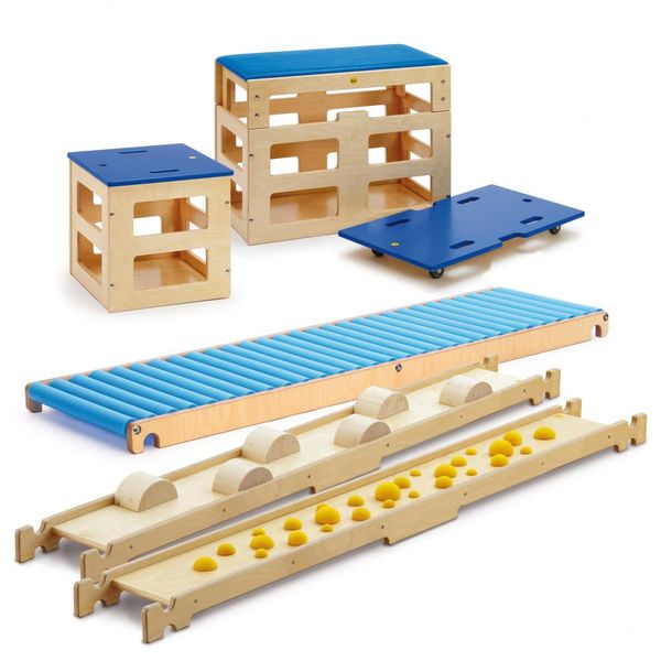 Holzspielzeug, Kletter-/Balancier-Set, Rollbahn, Stufen/Hocker, Ummantelte Rollen