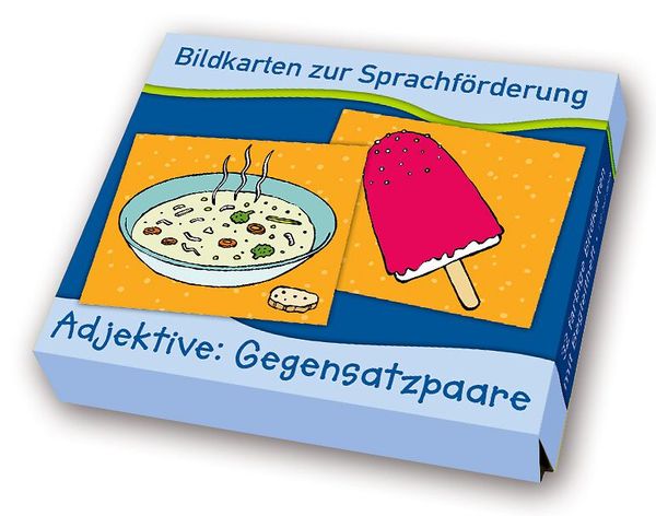 Kartenbox, Sprachförderung, Bildkarten, Adjektive, Gegensatzpaare