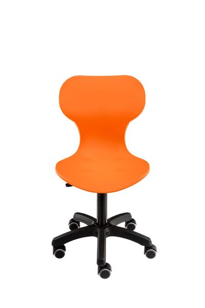 stuhl, bürostuhl, hocker, rollen, orange