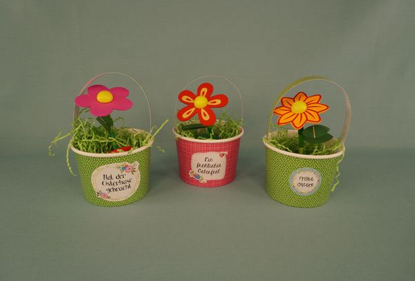 Pflanzenkorb, Blumenkorb, Korb mit Blume, Grün, Mini-Garten