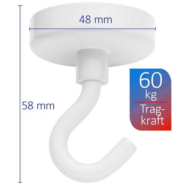 Westcott Magnethaken, Ø 48mm, 60 kg Haftkraft, weiß