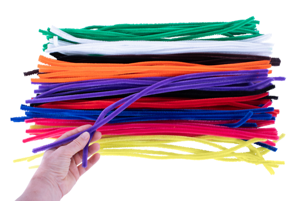 ELVIRAS Dicke & flauschige Pfeifenputzer, 50 cm lang, Ø 8 mm, bunt sortiert, 100 Stück
