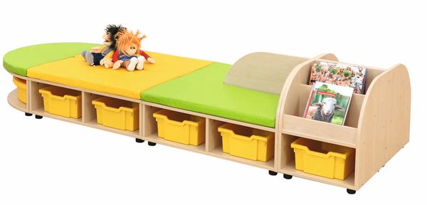 BETZOLD Maddox Große Sitzbank mit Rückenlehne und Bücherbox, oval mit 12 Boxen