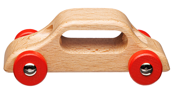 Holzauto, Spielzeugauto, Holzbaustein, Rote Räder, Miniaturauto