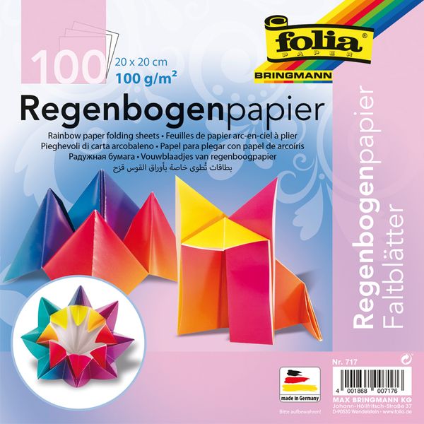 FOLIA Regenbogenfaltblätter, 20x20 cm, 100 Blatt