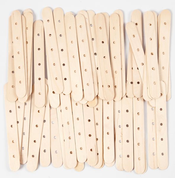 Holzflachstäbe mit Lochung, 500 Stück, 15 cm lang