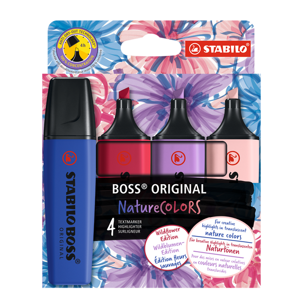 Stabilo Boss, Textmarker, 4er-Set, Naturfarben, Fläschchen