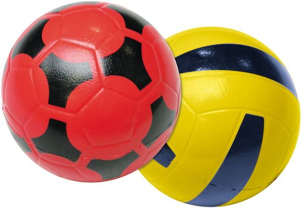 soccer ball, volleyball, multicolor, red and black panels, runder Ball