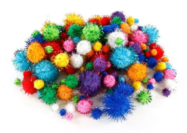 ELVIRAS Glitterbastelpompons, 500 Stück