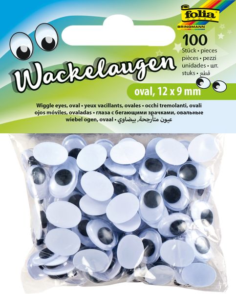 FOLIA Wackelaugensortiment oval, 7x5, 10x7 und 12x9 mm, 300 Stück