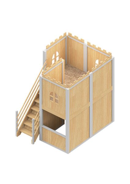 Holzhaus, Spielhaus, Kletterturm, Holzstruktur, Treppenaufsatz