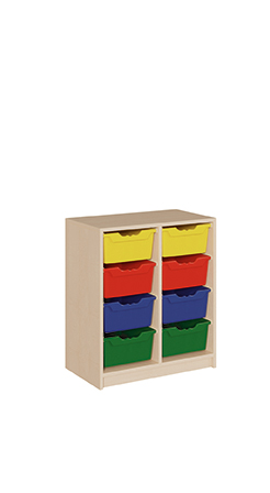 Schrank mit großen ErgoTray Boxen, Höhe 80 cm